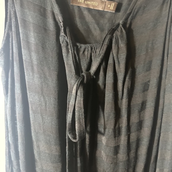 The Limited Women's Black stripe Sleeveless sheer top Medium Coquette, Witchy‎ - Picture 2 of 11